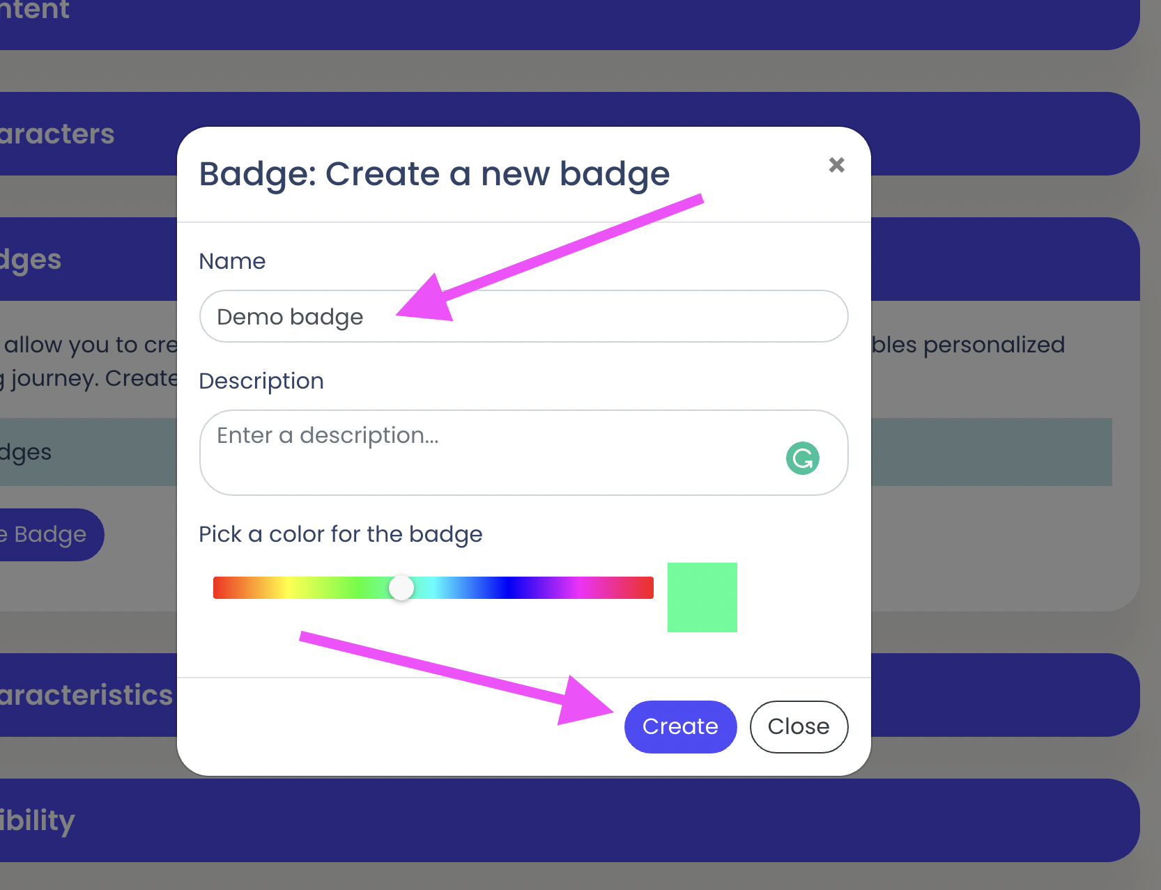 badge modal!